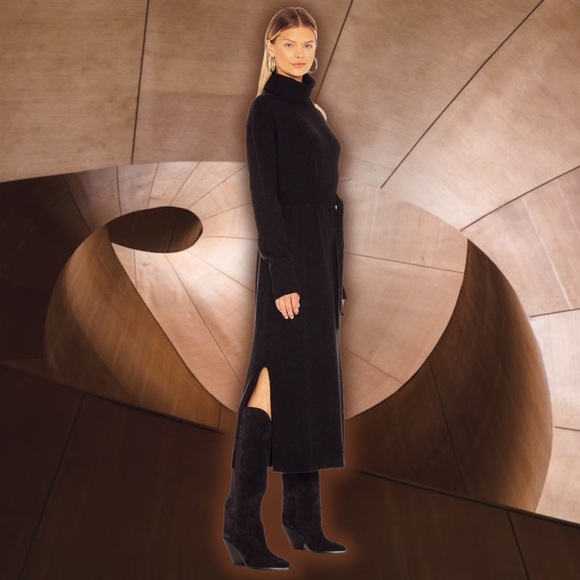 NWT PAIGE ‘Raundi’ Shoulder Cutout Long Sleeve Wool Blend Sweater Dress in Black - Picture 9 of 16